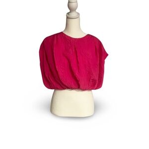Hot Pink Cropped Shirt - XS